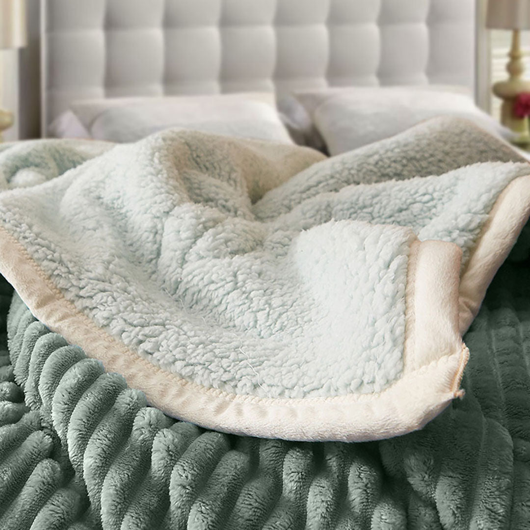 Light Green Throw Blanket Warm Cozy Double Sided