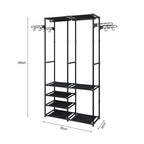 SOGA 90x35cm Hanging Clothes Rack Storage w/ 4 Layer Organizer and Side Hooks