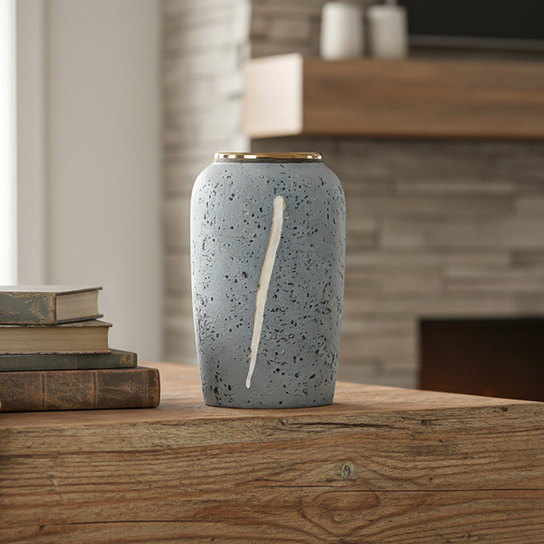 SOGA 30x19cm Grey Medium Ceramic Flower Vase Elegant Living Room Home Decor