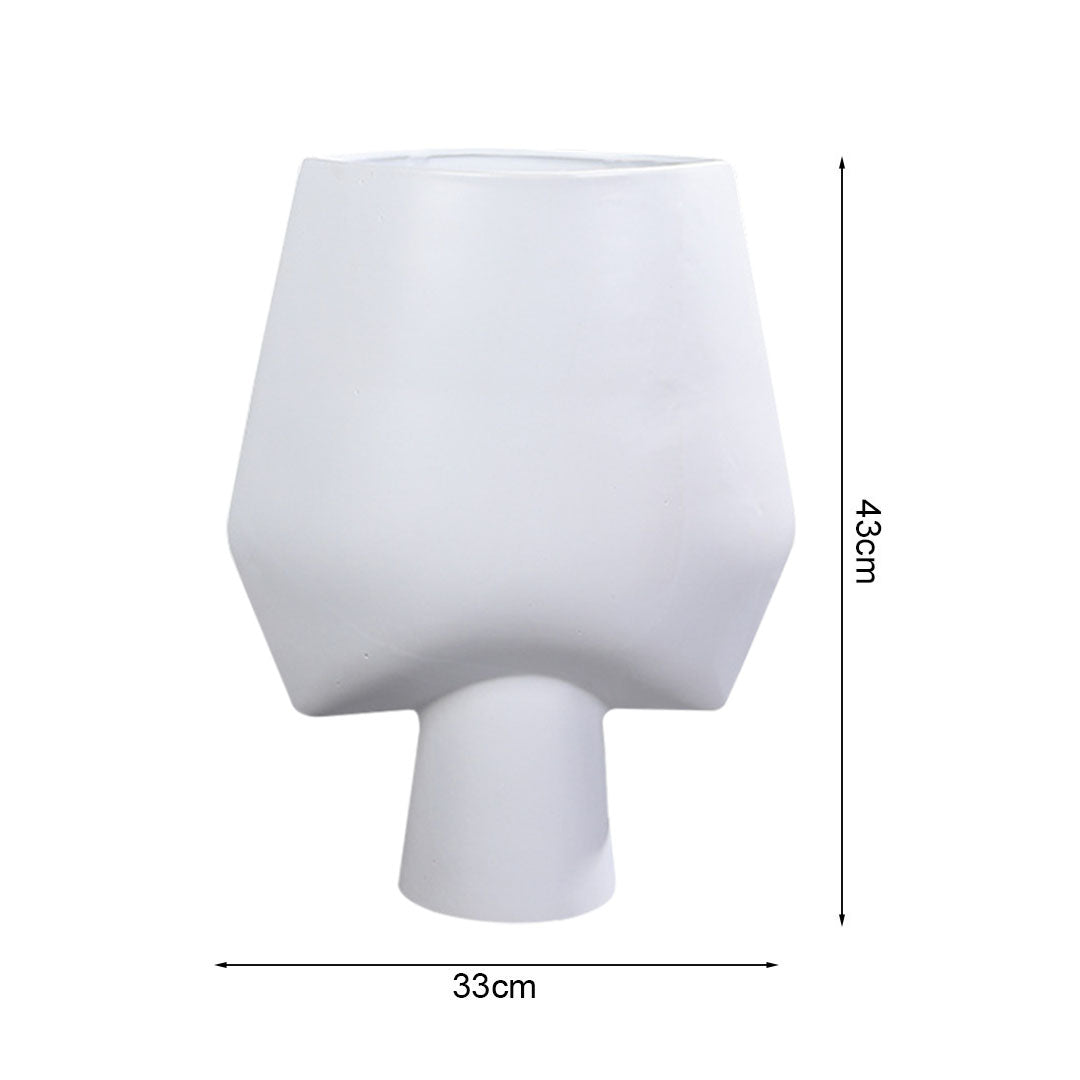 SOGA 33x43cm White Large Ornament Bodhi House Ceramic Handcrafted Modern Abstract Square Vase Home Decor