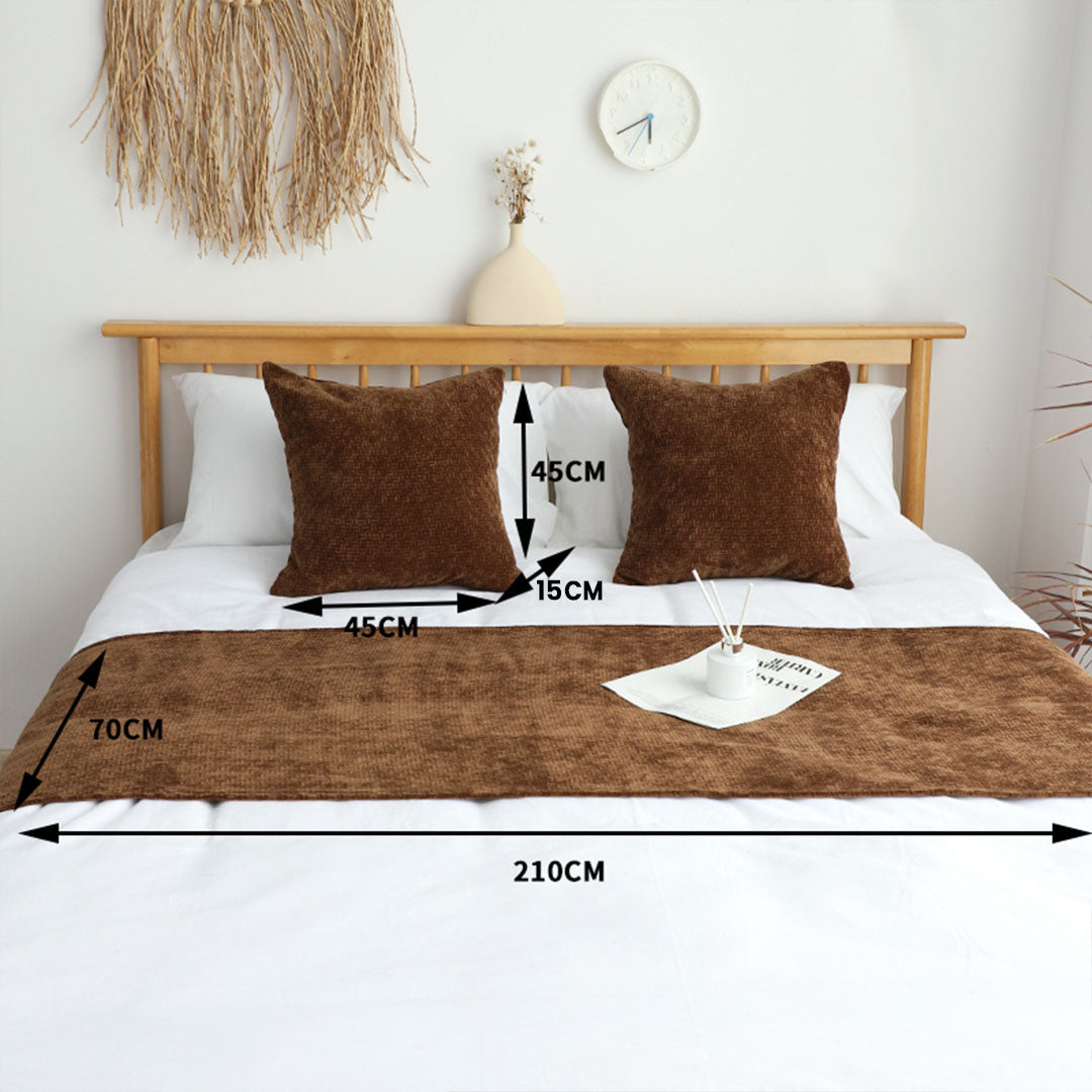 70cm Chocolate Bed Wabi-sabi Elegant Japanese Style for Bed Set of 3
