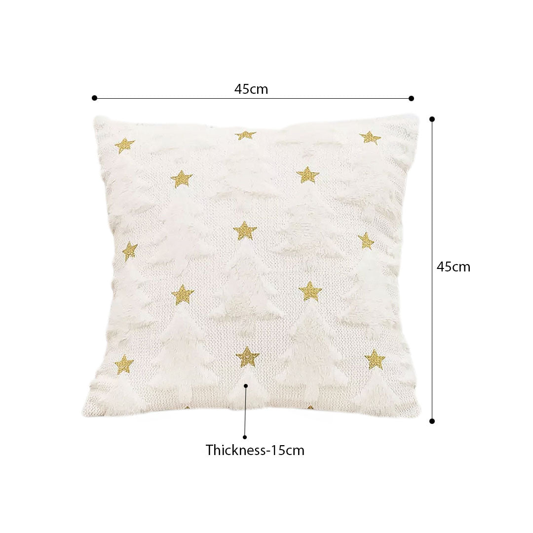 SOGA 45cm Celestial Cream Textured Gold Star Pattern Throw Pillow