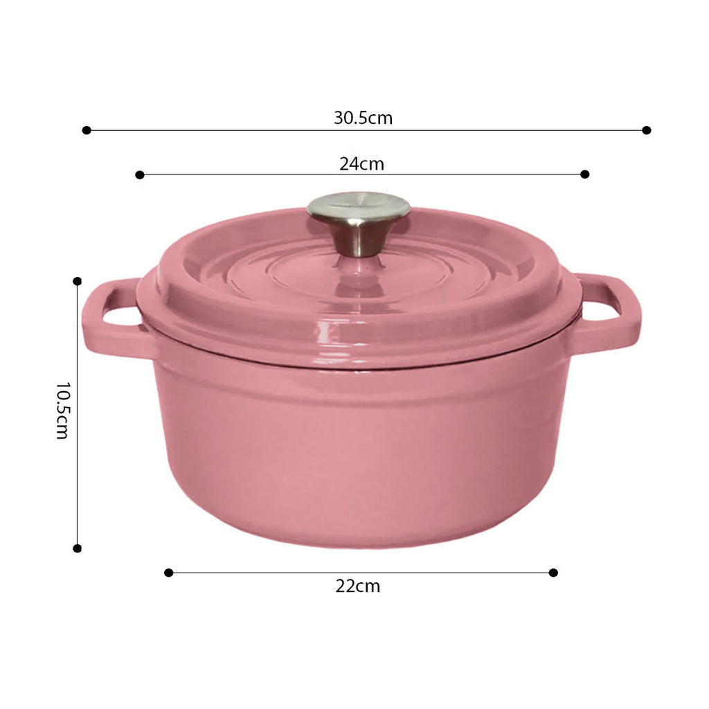 Cast Iron Porcelain Casserole 3.6L Pink 24cm