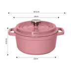 Cast Iron Porcelain Casserole 3.6L Pink 24cm