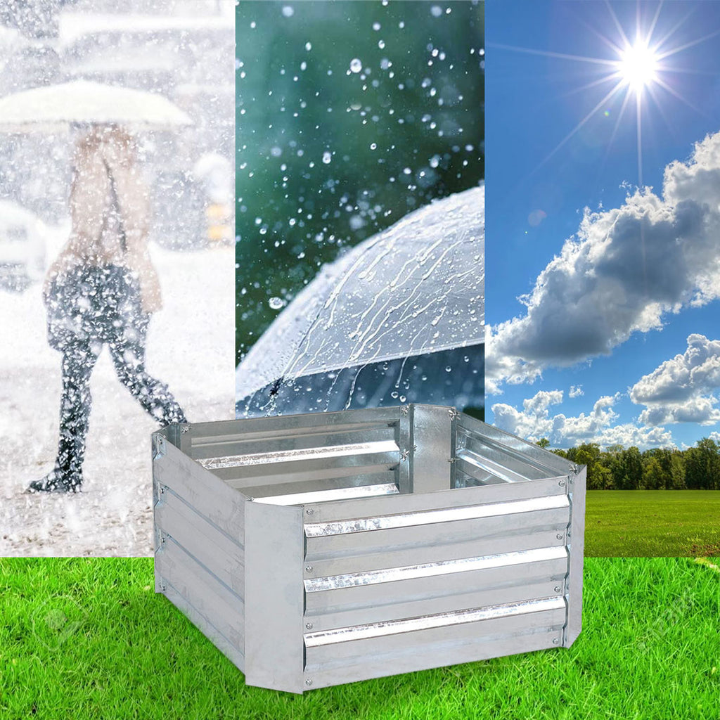 60cm Square Galvanized Raised Garden Bed Silver