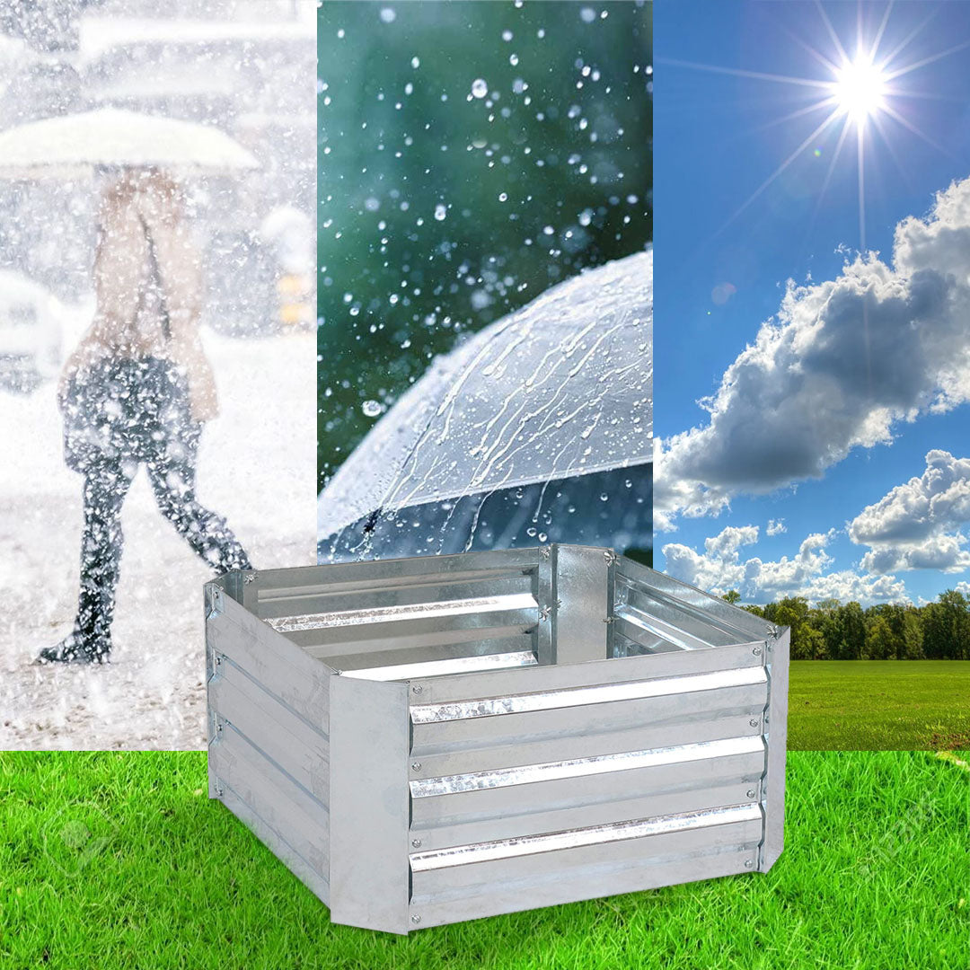 60cm Square Galvanized Raised Garden Bed Silver
