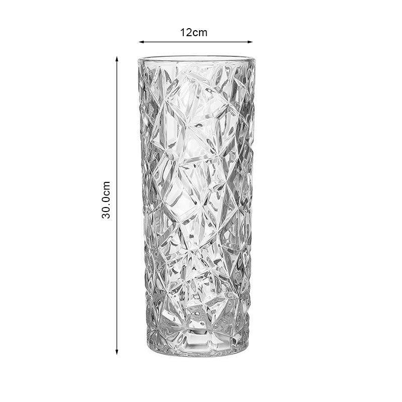 30cm Sleek Clear Glass Vase Elegant Wide Crystal