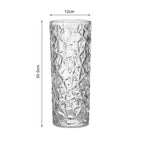 30cm Sleek Clear Glass Vase Elegant Wide Crystal