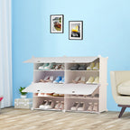 4 Tier 2 Column White Shoe Rack Organizer