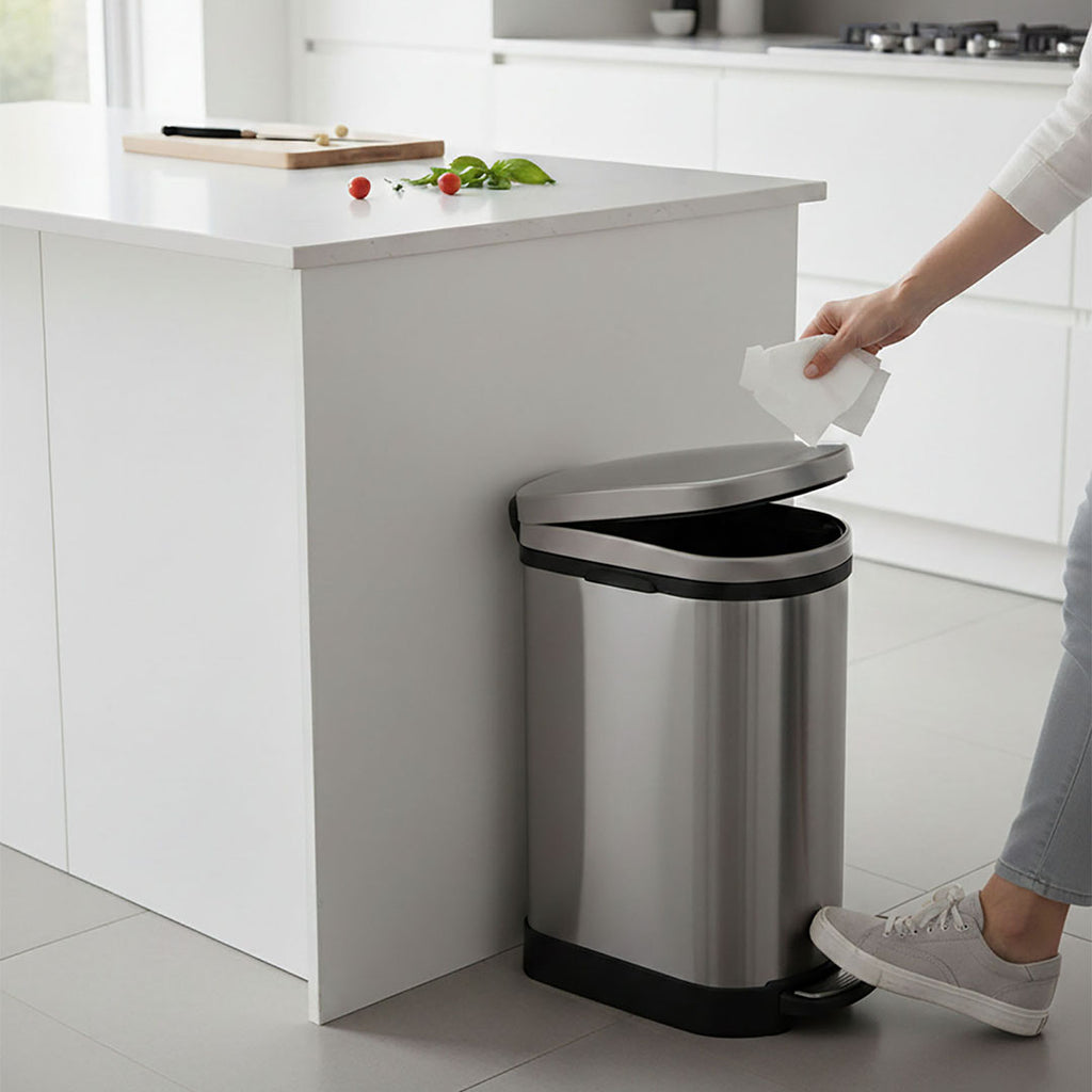 Foot Pedal Stainless Steel Trash Bin 10L