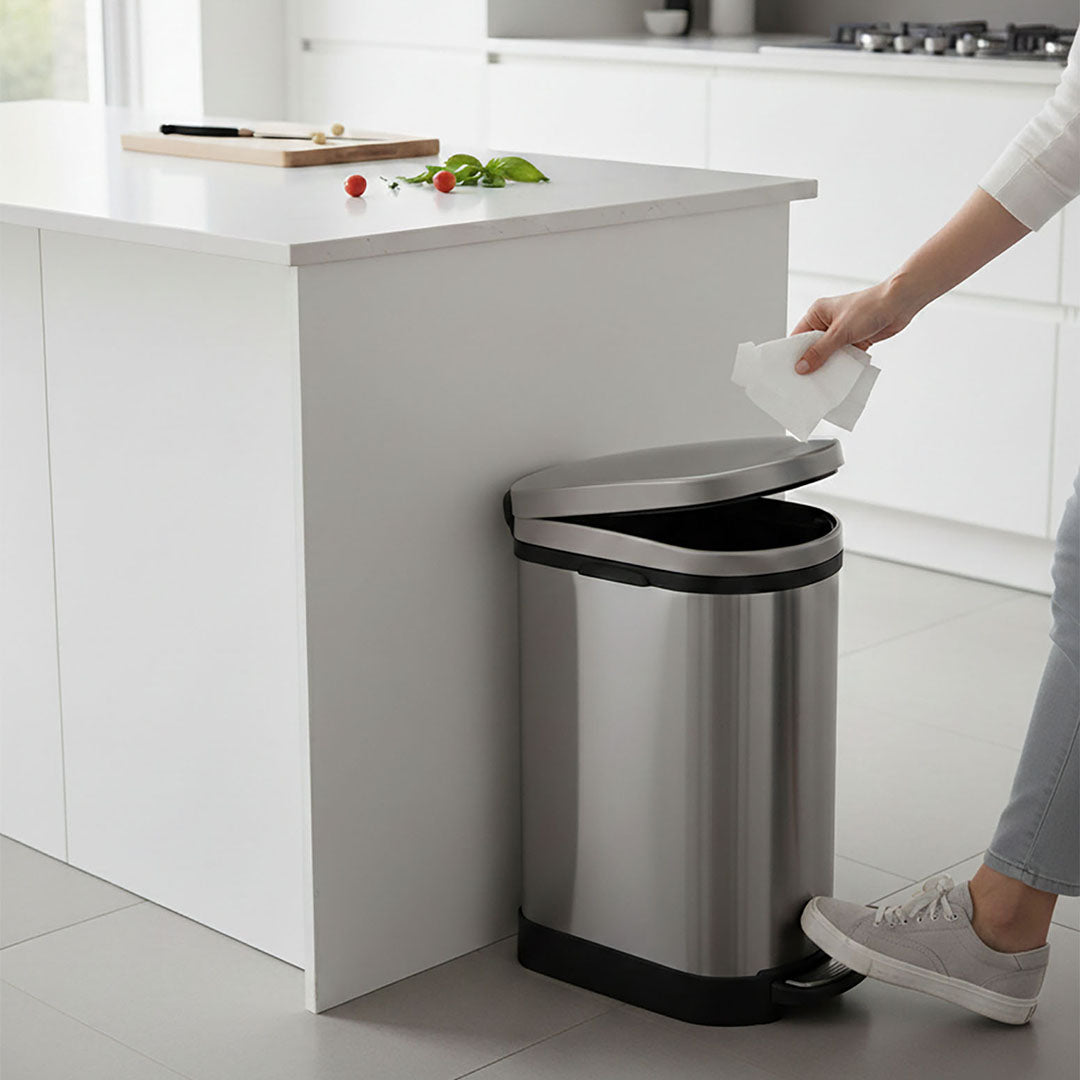 Foot Pedal Stainless Steel Trash Bin 10L