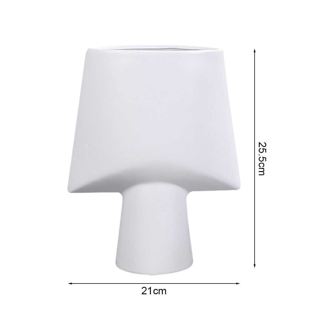 SOGA 21x25.5cm Small White Ornament Geometric Decor Ceramic Vase