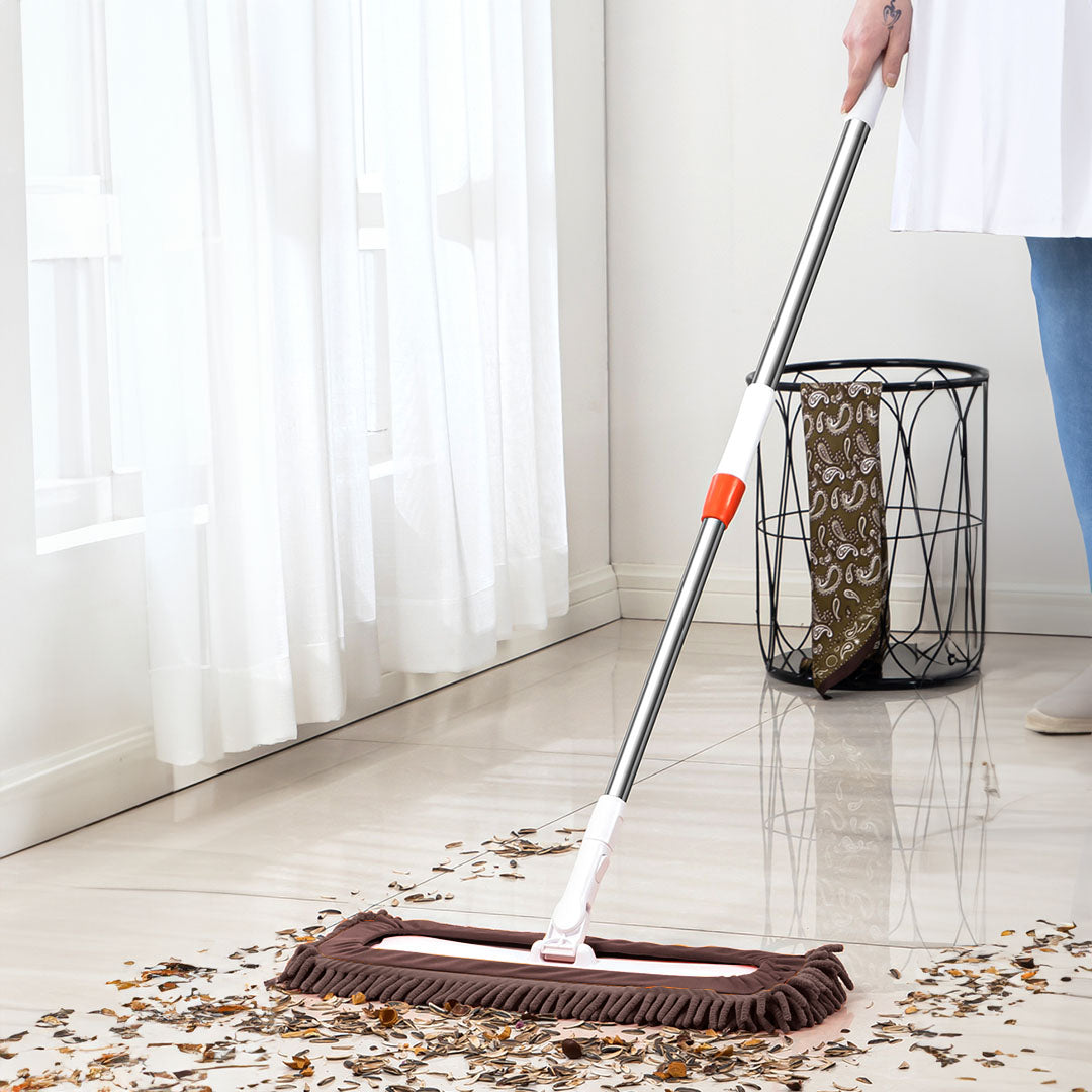 80x12 Coffee Microfiber Flat Mop Floor Cleaning Pads Rotating Dust Remover