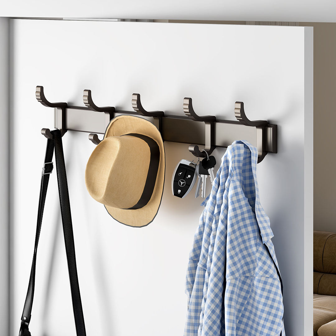 37cm Wall Mounted Towel Rack with Durable Hooks