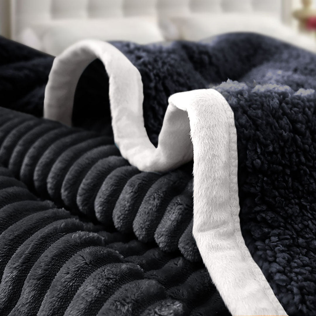 Black Throw Blanket Warm Cozy Double Sided Thick Flannel