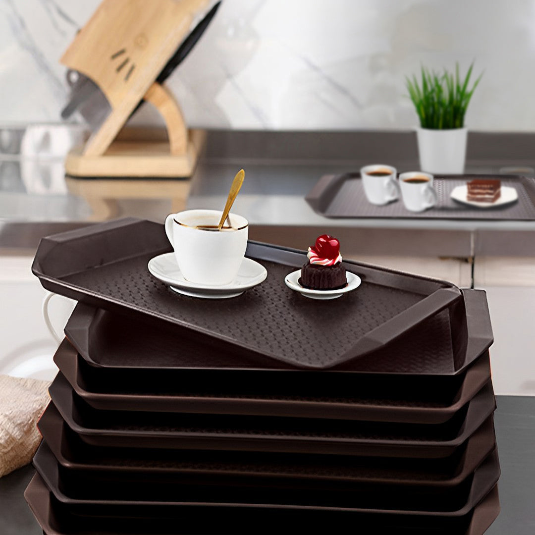 Rectangular Serving Tray Set of 10 Coffee