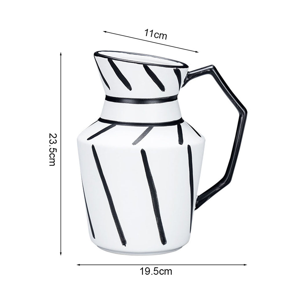 23.5x19.5cm Ornament Modern Ceramic Decorative Pitcher Striped Vase