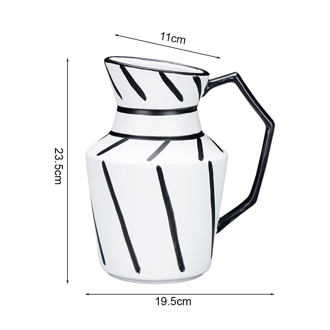 23.5x19.5cm Ornament Modern Ceramic Decorative Pitcher Striped Vase