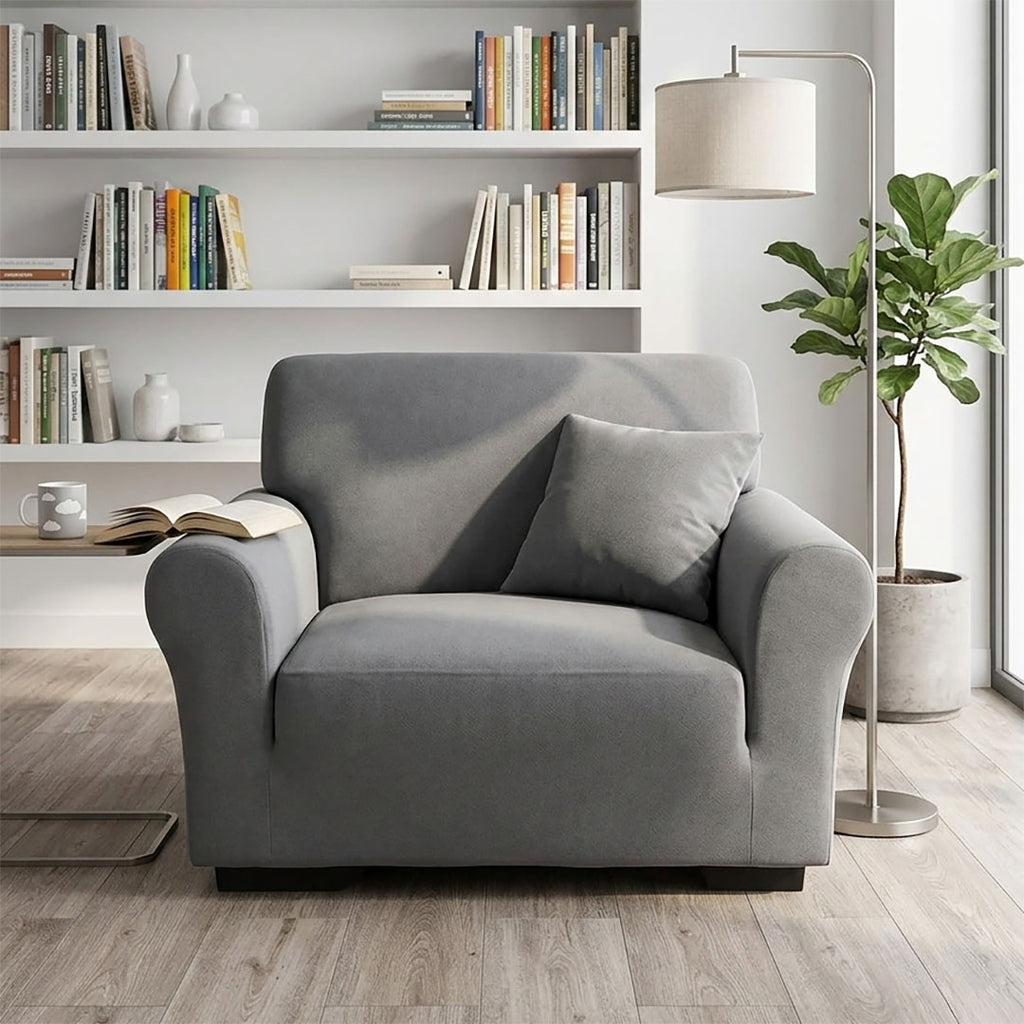 High Stretch 1-Seater Grey Sofa Slipcover