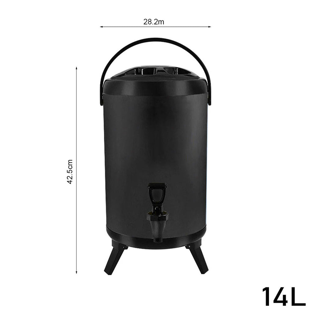 14L Stainless Steel Milk Tea Barrel with Faucet Black