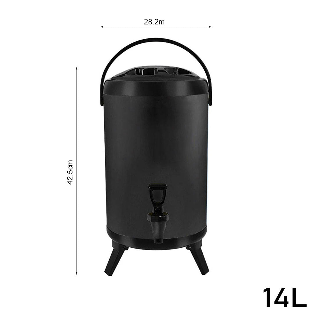 14L Stainless Steel Milk Tea Barrel with Faucet Black