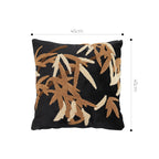 SOGA 45cm Black Brown Bamboo Leaf Botanical Embroidered Throw Pillow