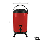 12L Stainless Steel Milk Tea Barrel with Faucet Red