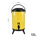 12L Stainless Steel Milk Tea Barrel with Faucet Yellow