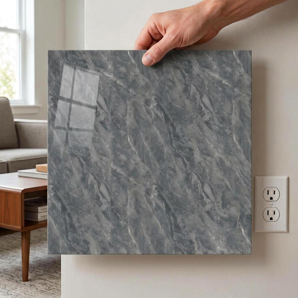SOGA Peel & Stick Floor and Wall Tiles 30 x 30cm 10 Pack Grey Faux Marble