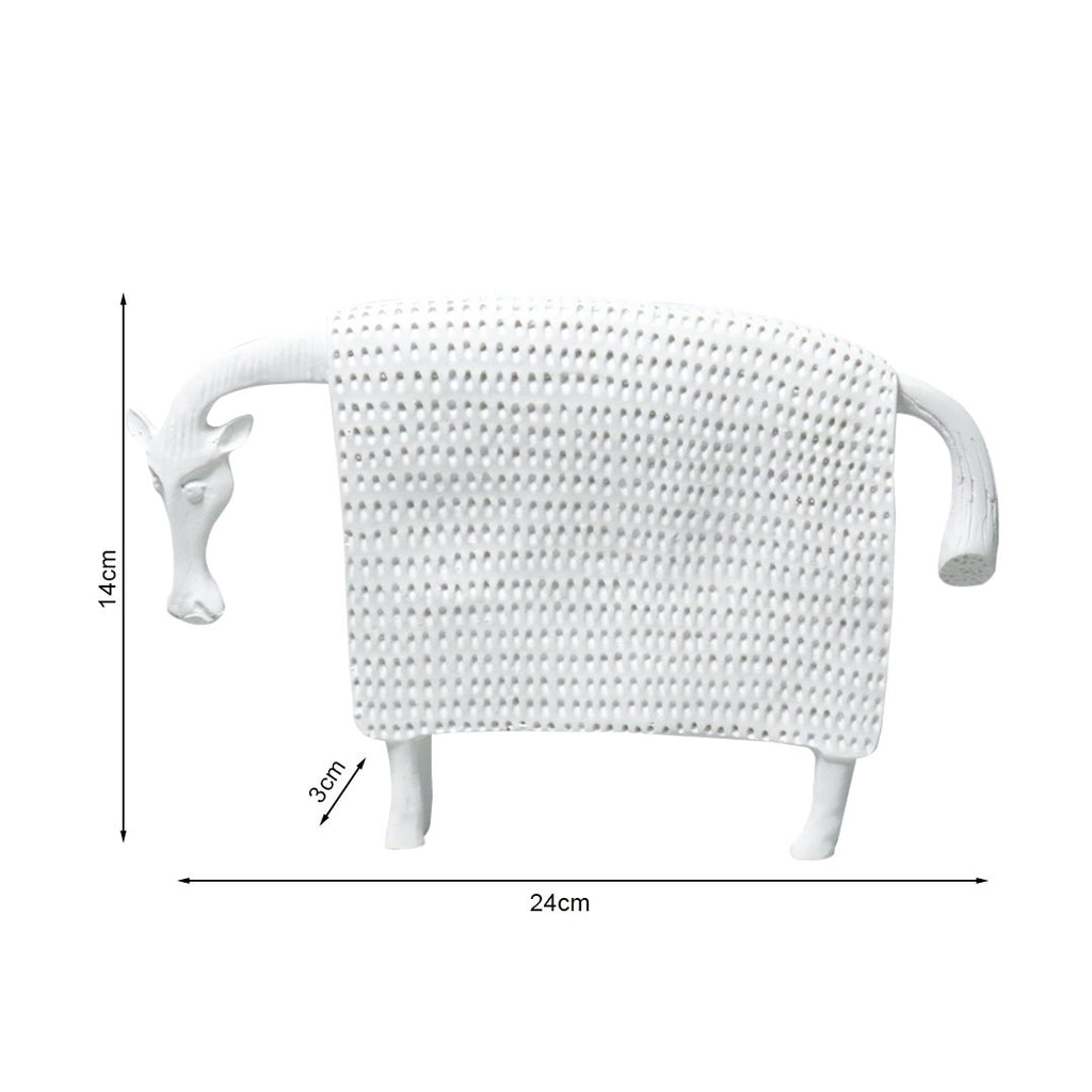 SOGA 24cm White Cow Sculpture with Dotted Pattern in Resin for Modern Home Décor