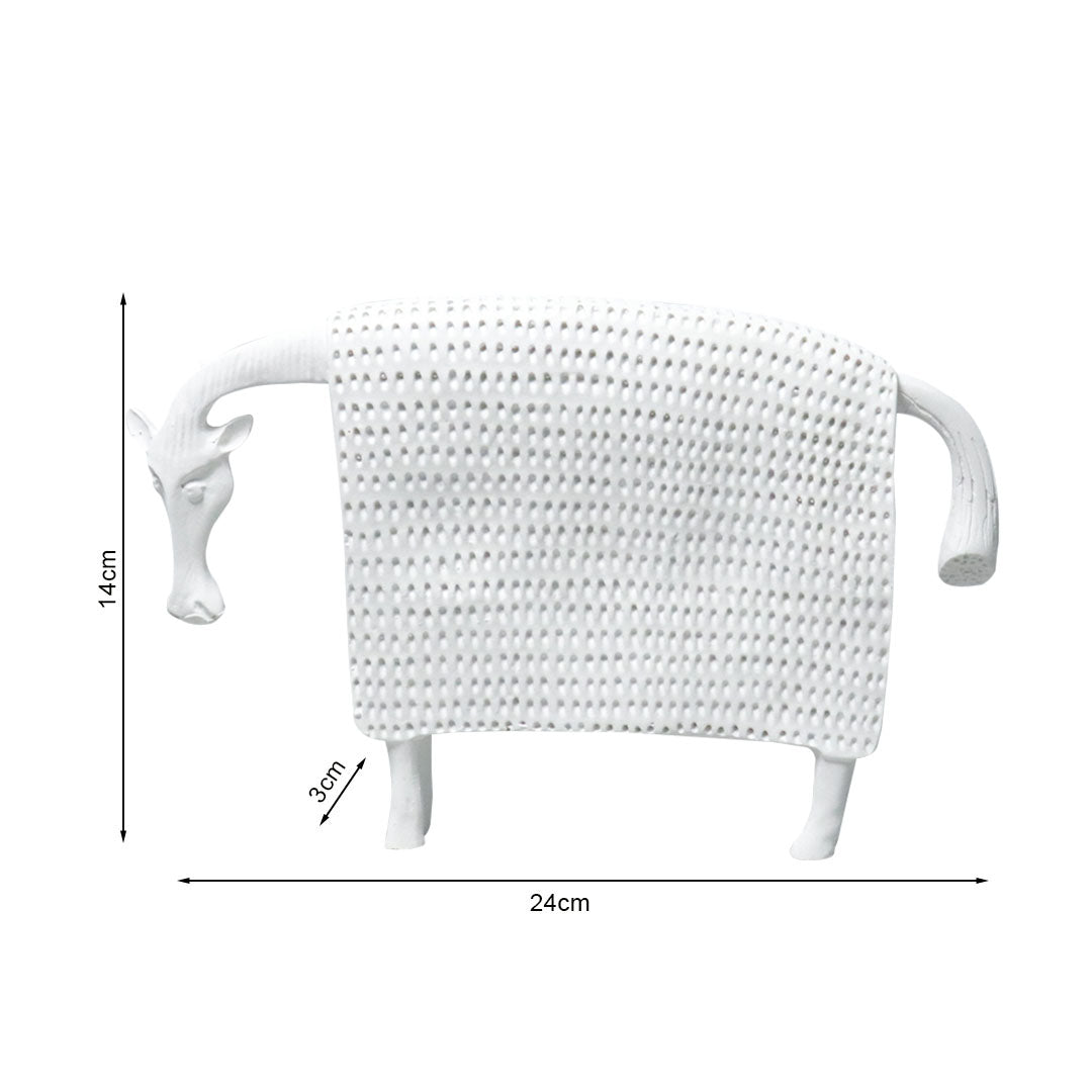 SOGA 24cm White Cow Sculpture with Dotted Pattern in Resin for Modern Home Décor