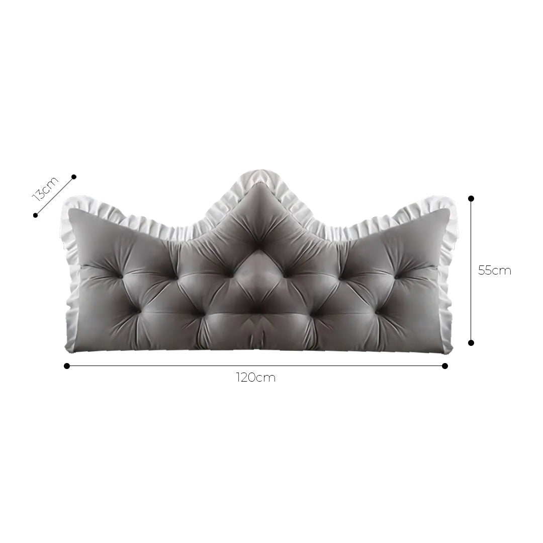 SOGA 120cm Crown Pillow Tufted Grey Headboard Cushion for Bed