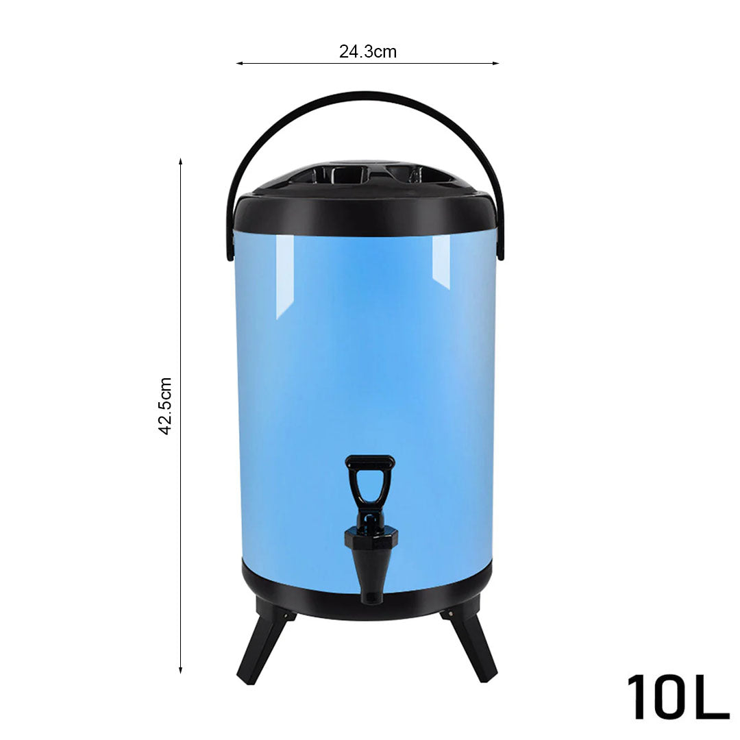 10L Stainless Steel Milk Tea Barrel with Faucet Blue