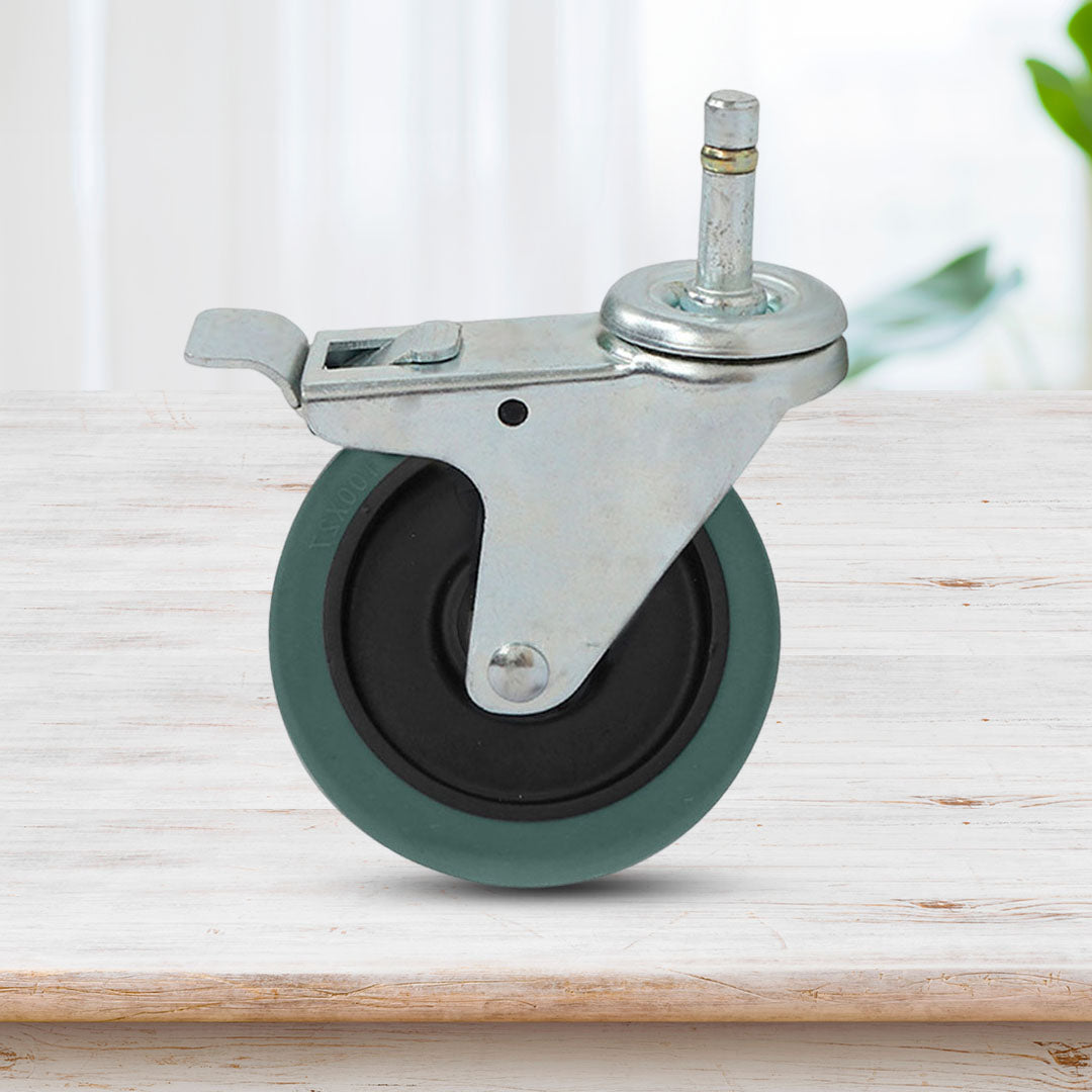 2 x 4" Heavy Duty Polyurethane Swivel Castor Brake Wheels