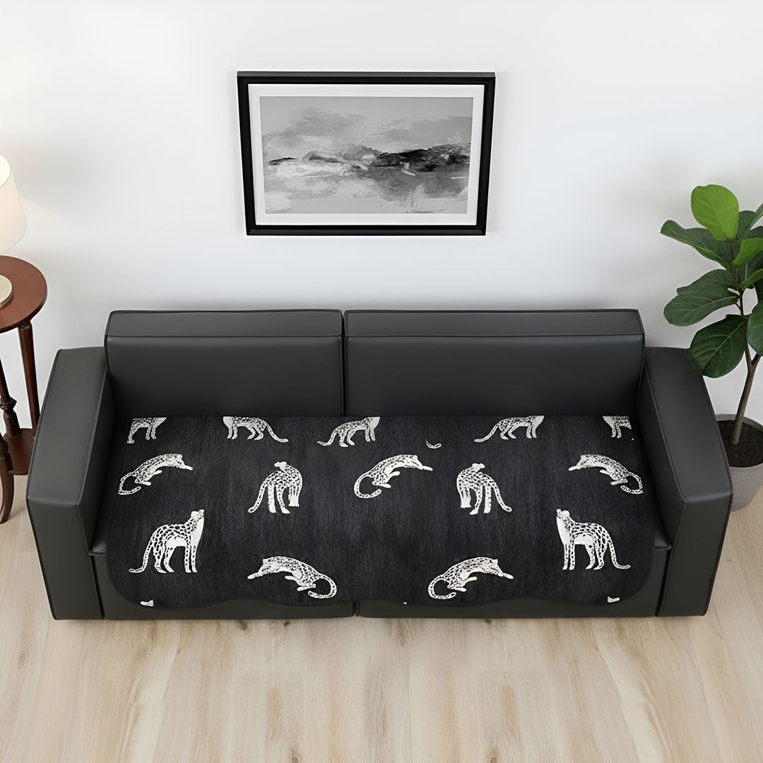 SOGA Three-Seater Black Leopard Print 90x210cm Throw Blanket Sofa Cover