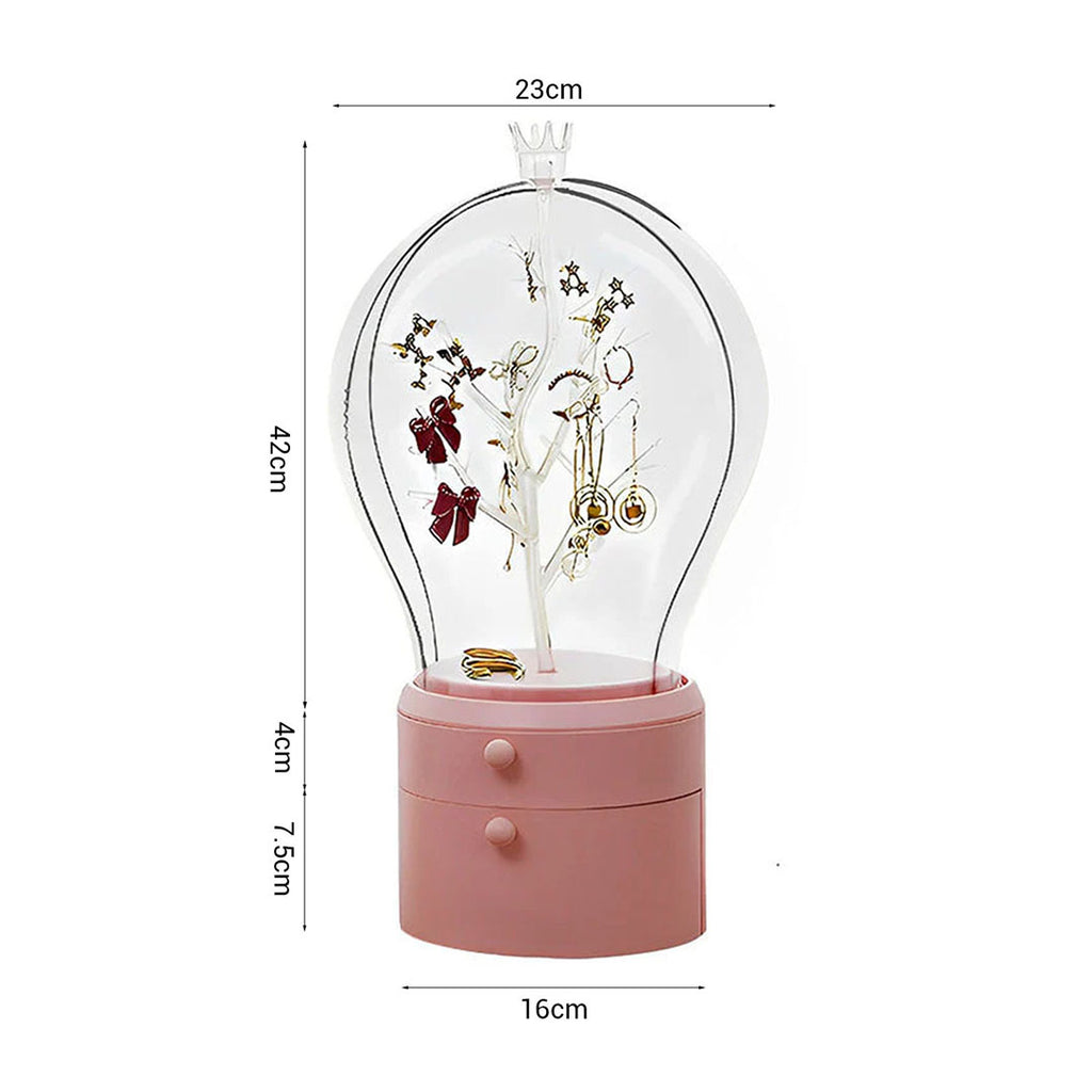 Pink 360 Degree Rotating LED Light  Jewelry Storage Organiser