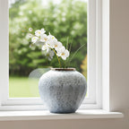 SOGA 21x22cm White and Grey Small Ceramic Flower Vase Elegant Living Room Home Decor