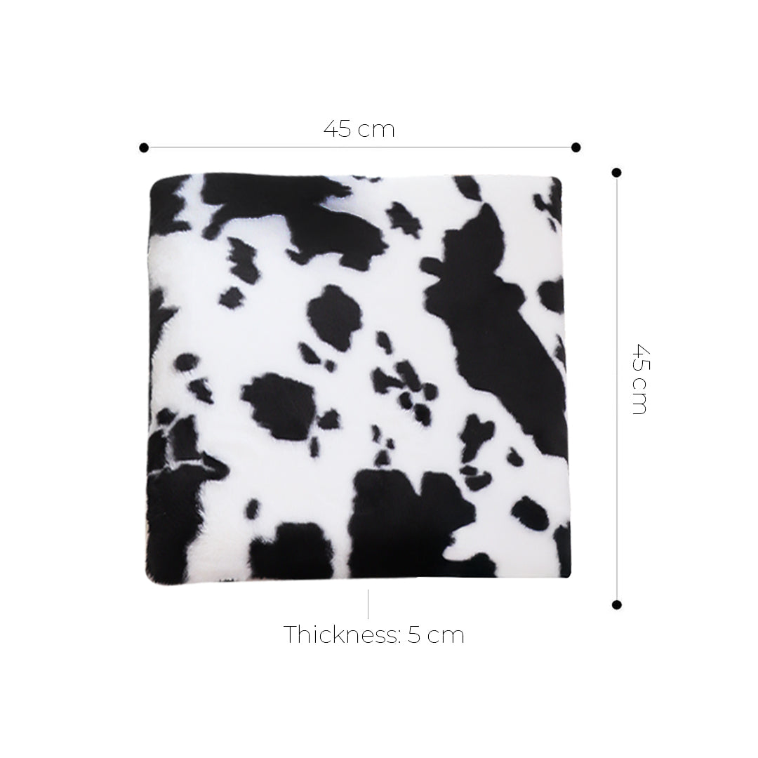 SOGA Black Cow Print Square Cushion Soft Leaning Plush Backrest Throw Seat Pillow