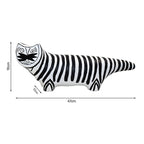 SOGA 47cm Elongated Black and White Striped Cat Resin Sculpture for Modern Home Décor