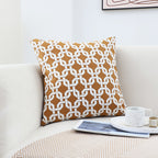 45cm Brown Checkered Chain Jacquard Square Pillow