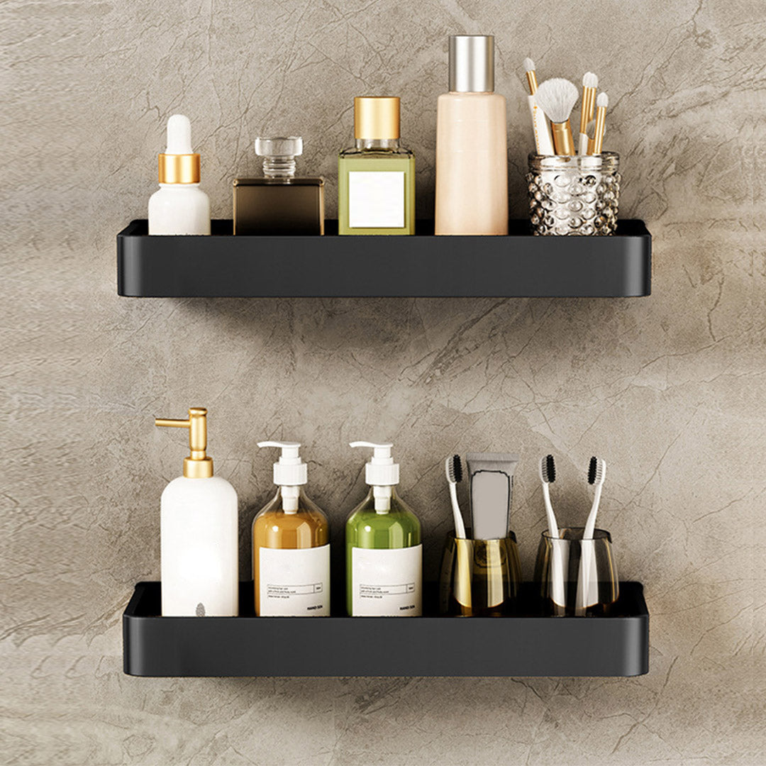 30cm Black Wall-Mounted Rectangular Kitchen Spice Storage Rack