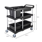 SOGA Black 3-Tier Kitchen Utility Trolley Cart with 5 Buckets