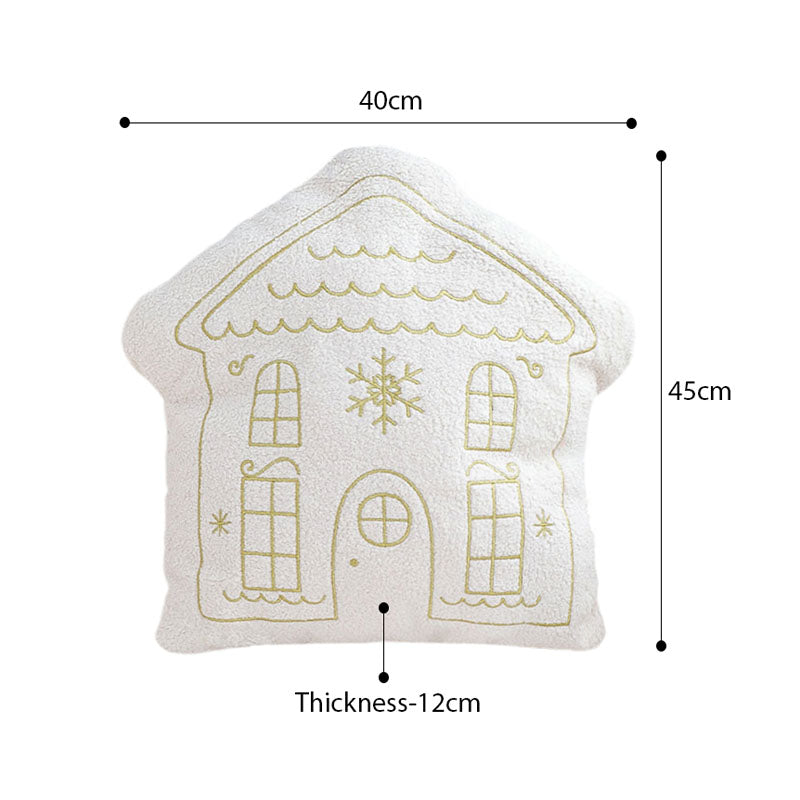 SOGA 45cm Festive White Christmas House Shaped Holiday Throw Pillow