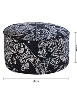 SOGA 50x30CM Black Round Soft Pouffe Seat Cushion Elegant Home Accent Décor Stylish Footstool