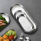 Silver Nordic Oval Plate Set Small, Medium, and Large for 3 Pieces Kitchen