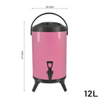 12L Stainless Steel Milk Tea Barrel with Faucet Pink