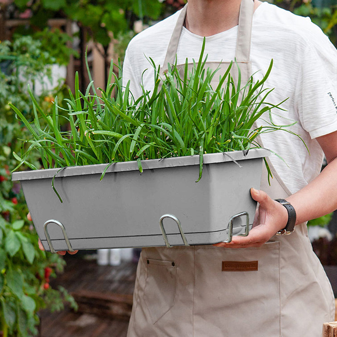 49.5cm Gray Rectangular Vegetable Herb Flower Planter Box Set of 2