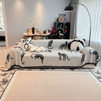 SOGA Three-seater White Sofa Cover Leopard Print 180x340cm Polyester