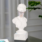 SOGA 45cm White Classical Bust Sculpture Resin with Gold Striped Mask for Modern Home Décor