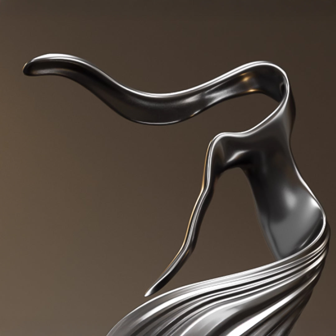 SOGA 65cm Black Modern Abstract Dancer Sculpture with Black Base for Home Décor